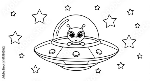Alien spaceship with transparent background