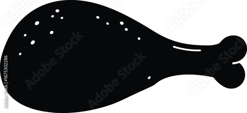 Crispy chicken leg silhouette for culinary designs and food graphics vector