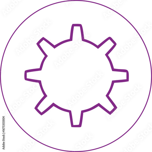 Gear icon in simple outline style representing settings, configuration, system control, engineering, technical adjustment, and mechanical process management illustration.