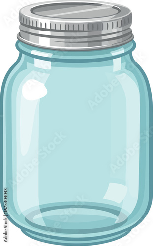 Glass mason jar with metal lid clean empty container for storage food drinks diy projects vector