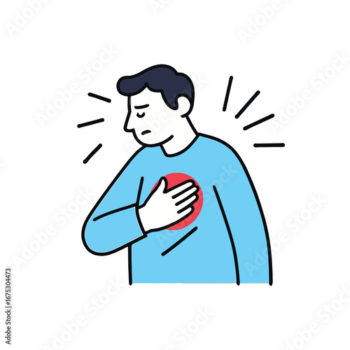 Vector art of man with red circle on chest