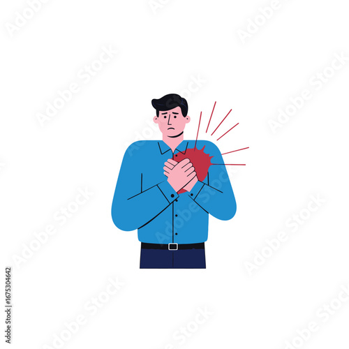 Vector art of man with chest pain