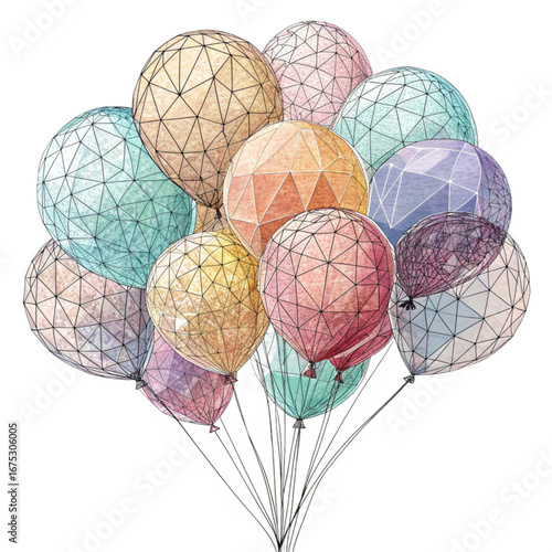 Pastel geometric balloons for celebrations, party decorations, and festive occasions bring a fun, modern touch to any event design