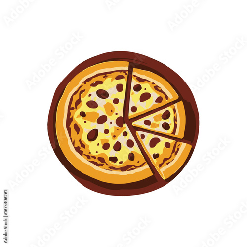Vector art of whole pizza with slices cut