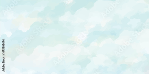 Soft watercolor abstract sky background in pastel blue and white tones, ideal for dreamy designs and modern backdrops.