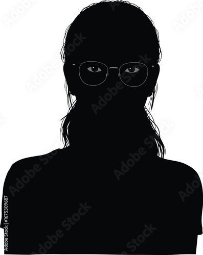 Anonymous woman silhouette back view professional headshot isolated vector