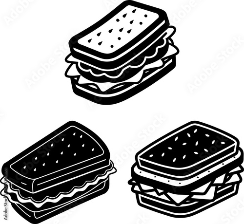 Sandwich set, Set of tasty sandwiches, sandwich collection, Vector of sandwiches, sandwich silhouette, sandwich isolated on white background