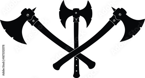 Medieval battle axes crossed symbol vintage design warrior weaponry heraldry vector