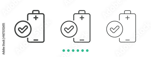 Battery ready icon. Thin line icon vector