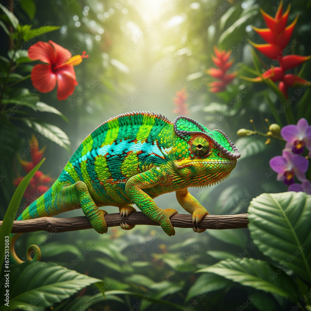 Obraz premium chameleon on a tree