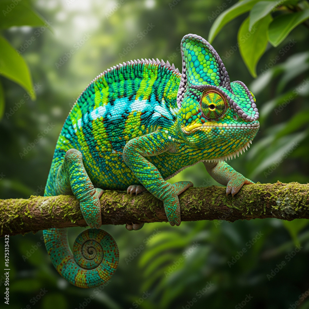 Obraz premium green lizard on a branch