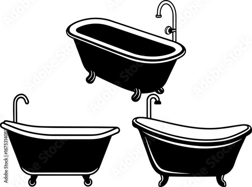 Bathtub set, Set of bathtub, bathtub collection, Vector of bathtub, bathtub silhouette, bathtub isolated on white background