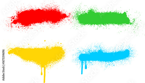 Vector red drips,splats.Abstract grunge blood, Vector rainbow, red, yellow, green, blue and white ink splash, blot and brush stroke Grunge textured element. Colorful paint splat.Paint splashes set.