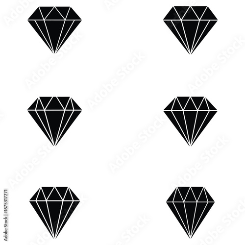 set of diamonds silhouette vector illustration