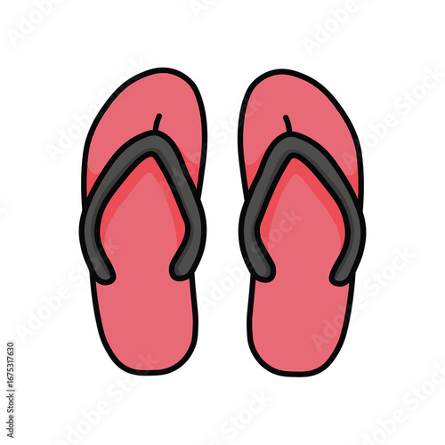 Illustration Vector Graphic Cartoon of a Flip Flop Sandals Simple Summer Beach Footwear
