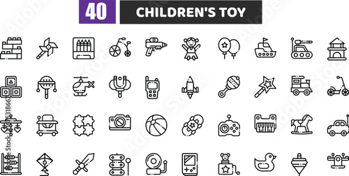 Children's Toy Icon Set | Kindergarten and Preschool Vector Symbols