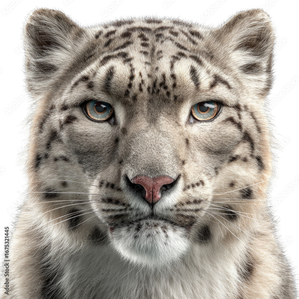 Obraz premium A white tiger with blue eyes stares at the camera