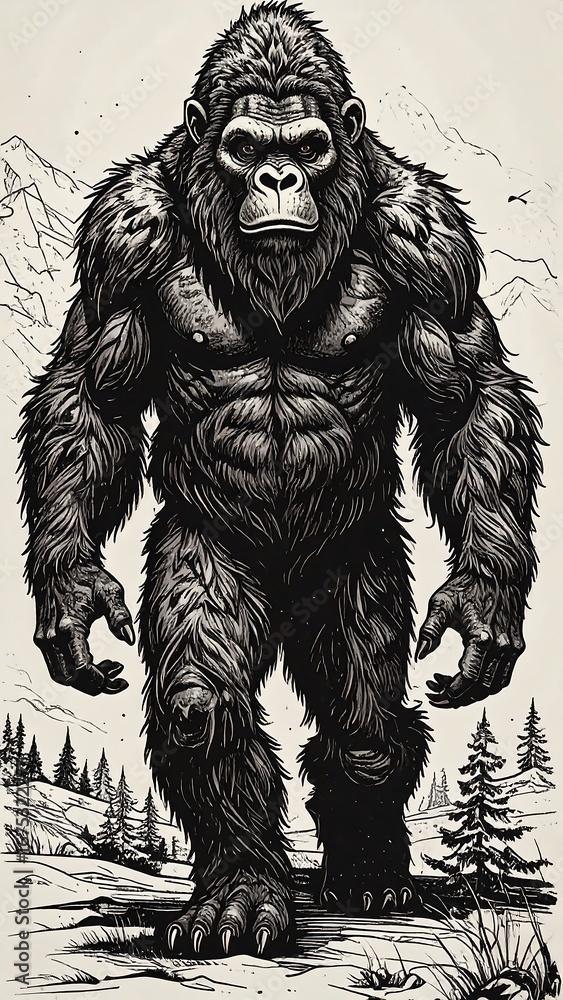 Fototapeta premium Gorilla Artwork - Mountain Scene