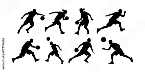 collection of basketball player silhouette illustrations