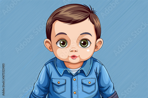 vector of Adorable baby denim shirt with classic blue long sleeve button down two pockets on black on transparent background...