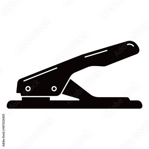 black and white silhouette of a vector on a white background hole punch