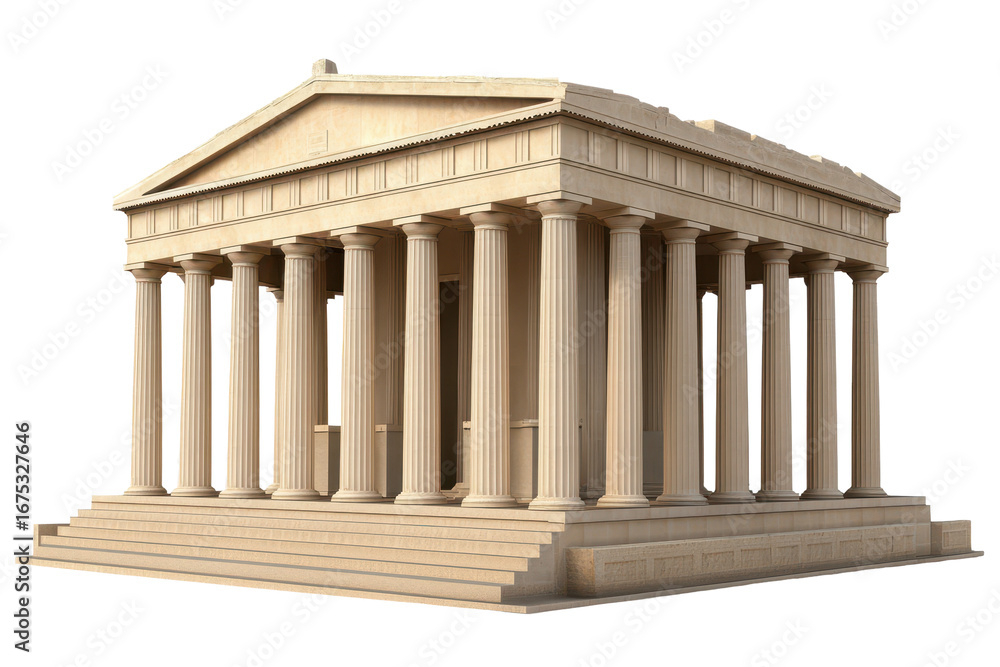 Fototapeta premium Ancient Greek temple stands isolated with clear surroundings showcasing classical architecture from a historical perspective