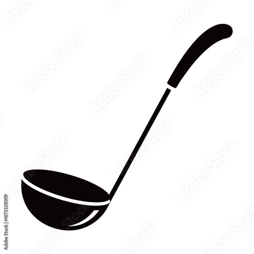 black and white silhouette of a Ladle vector on a white background