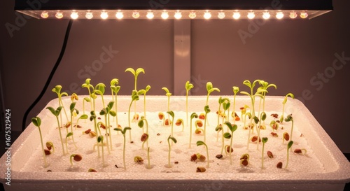 Seedlings Growing Under Grow Lights Indoor Gardening and Plant Cultivation