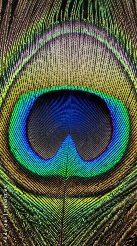 Obraz premium Intricate Peacock Feather Eye - Vibrant Iridescence and Detailed Texture in Macro Shot