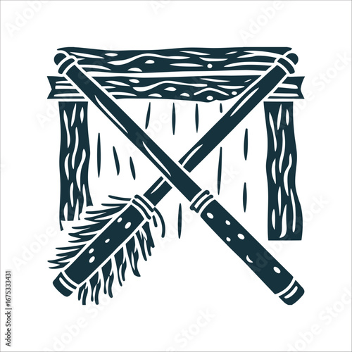 Ainu Inau Prayer Sticks Vector Illustration Ainu Inau Prayer Stick A wooden shaved stick with curled fibers