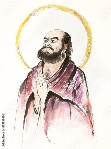 ink portrait of bodhidharma