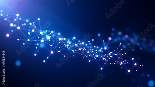 Abstract data visualization with glowing interconnected nodes in dark space, symbolizing modern technology.