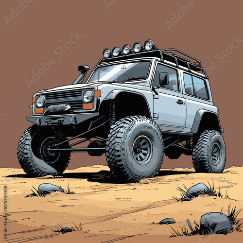 anime style offroad car vector
