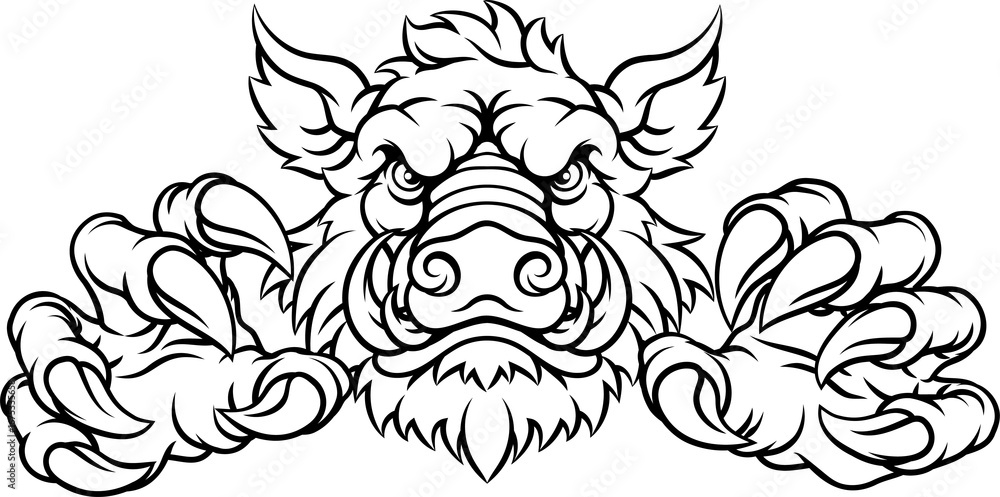 Boar Wild Hog Razorback Warthog Pig Sports Mascot Boar Wild Hog Razorback Warthog Pig Sports Mascot