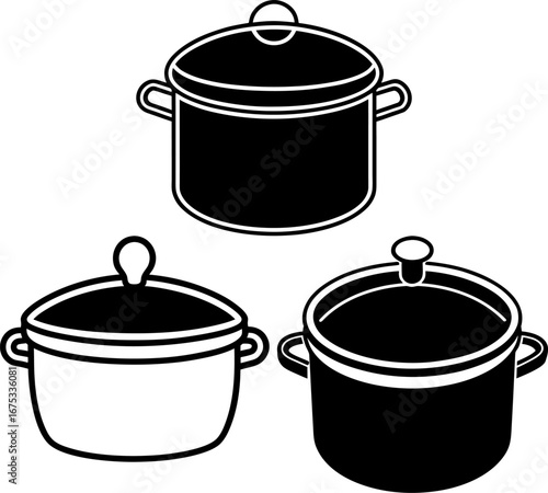 Rice cooker set, Set of rice cookers, rice cooker collection, Vector of rice cookers, rice cooker silhouette, rice cooker isolated on white background