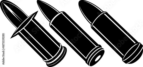 Bullet set, Set of bullets, bullet collection, Vector of bullets, bullet silhouette, bullet isolated on white background