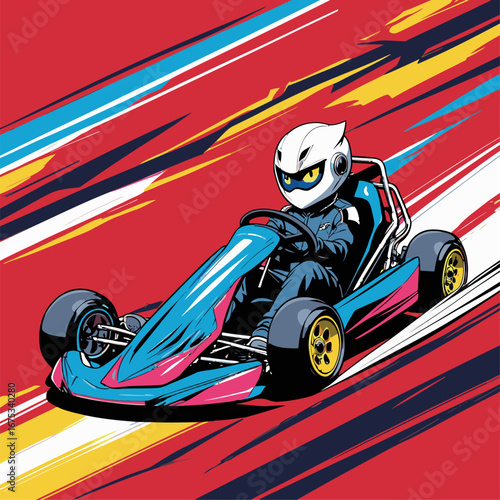 anime style go-kart vector
