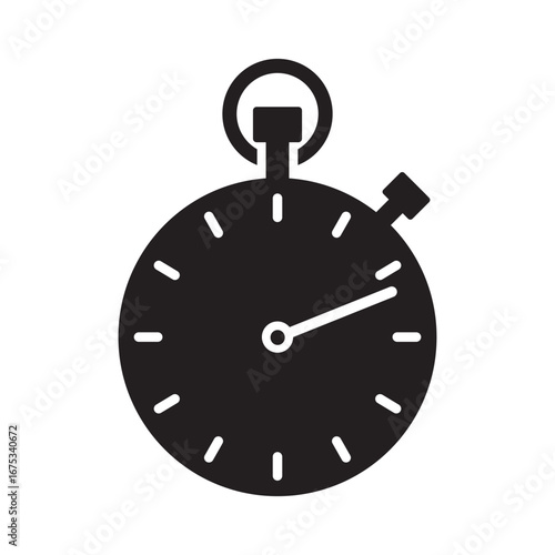 Stopwatch Efficiency Symbol Black and White Vector