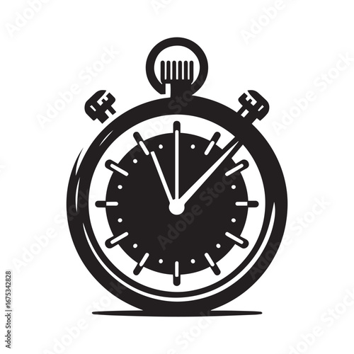 Stopwatch Efficiency Symbol Black and White Vector