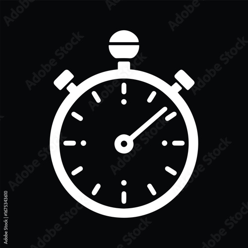 Stopwatch Efficiency Symbol Black and White Vector
