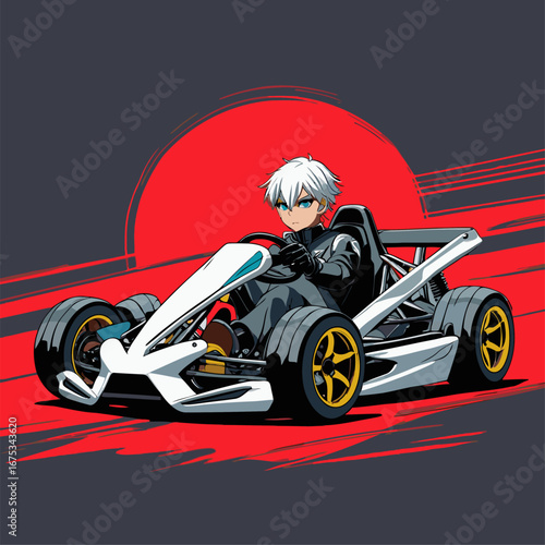 anime style go-kart vector