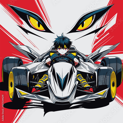anime style go-kart vector