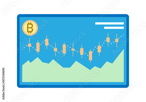 Estadística de bitcoin en fondo blanco