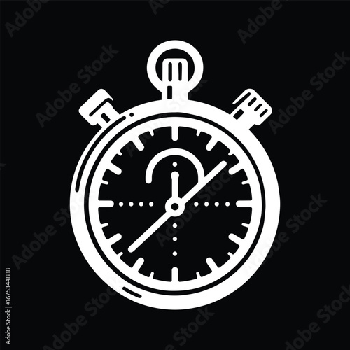 Stopwatch Efficiency Symbol Black and White Vector
