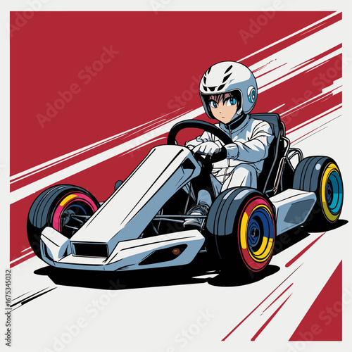 anime style go-kart vector
