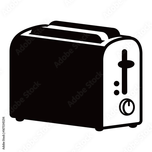 black and white silhouette of a toaster vector on a white background
