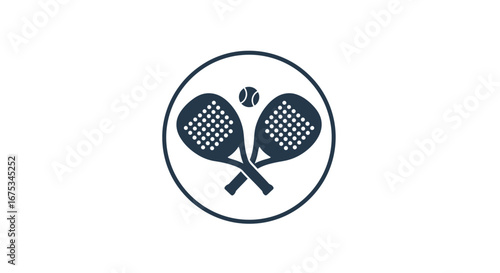 Abstract conceptual padel tennis rackets with small ball sport icon symbol