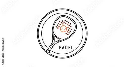 Elegant line art of padel racket and ball emblem perfect for logo designs