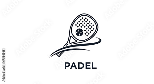 Stylized padel racket icon, modern design for club or sport academy identity