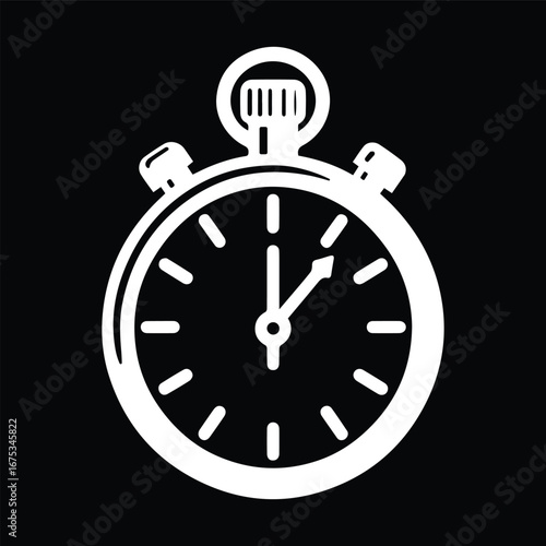 Stopwatch Efficiency Symbol Black and White Vector